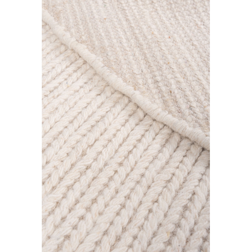 Natural round rug FIR WOOL 160 cm 2600 g/m2 cream