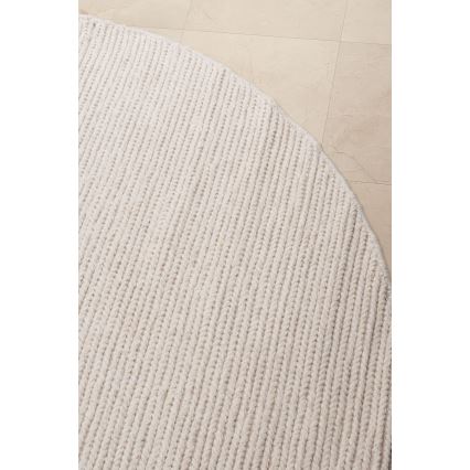 Natural round rug FIR WOOL 160 cm 2600 g/m2 cream