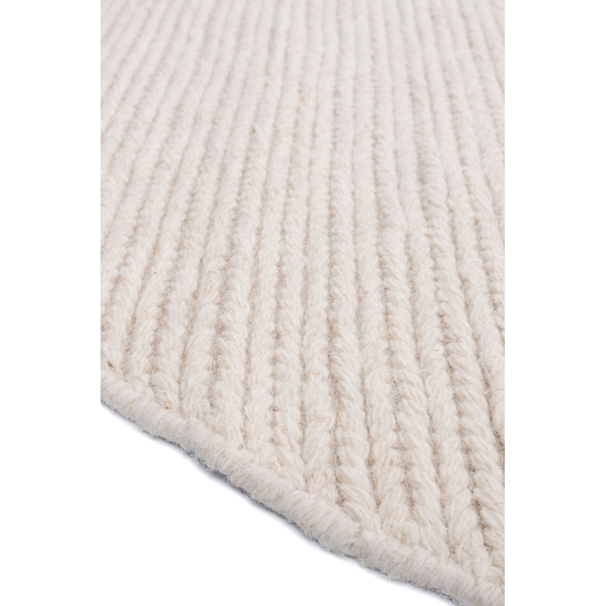 Natural round rug FIR WOOL 160 cm 2600 g/m2 cream