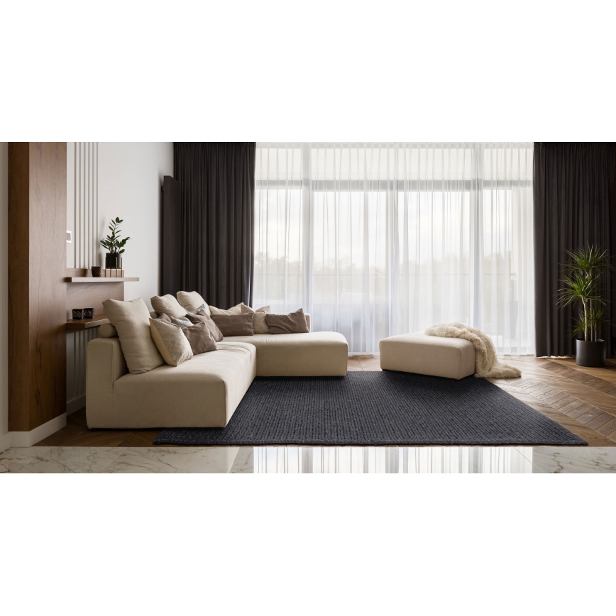 Natural rug FIR WOOL 160x230 cm 2600 g/m2 anthracite