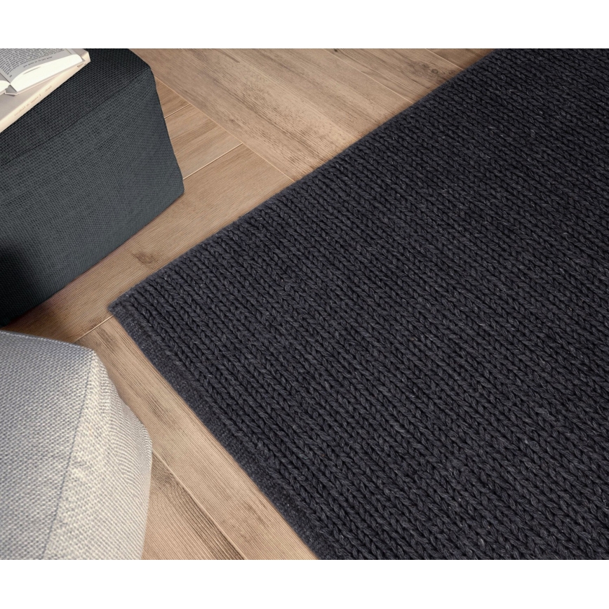 Natural rug FIR WOOL 160x230 cm 2600 g/m2 anthracite