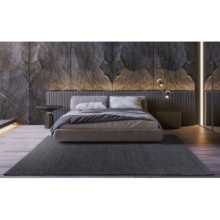 Natural rug FIR WOOL 70x140 cm 2600 g/m2 anthracite