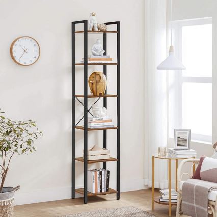 NAVARO Bookcase 40x179x30 cm Brown/Black