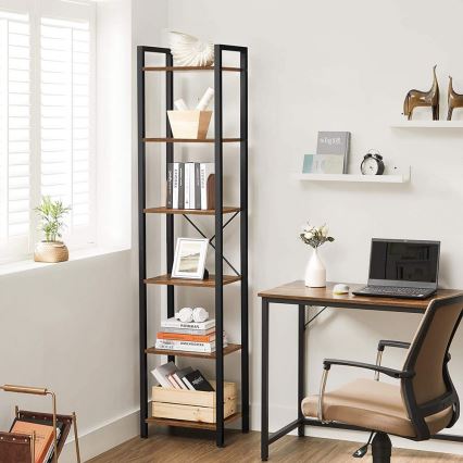 NAVARO Bookcase 40x179x30 cm Brown/Black
