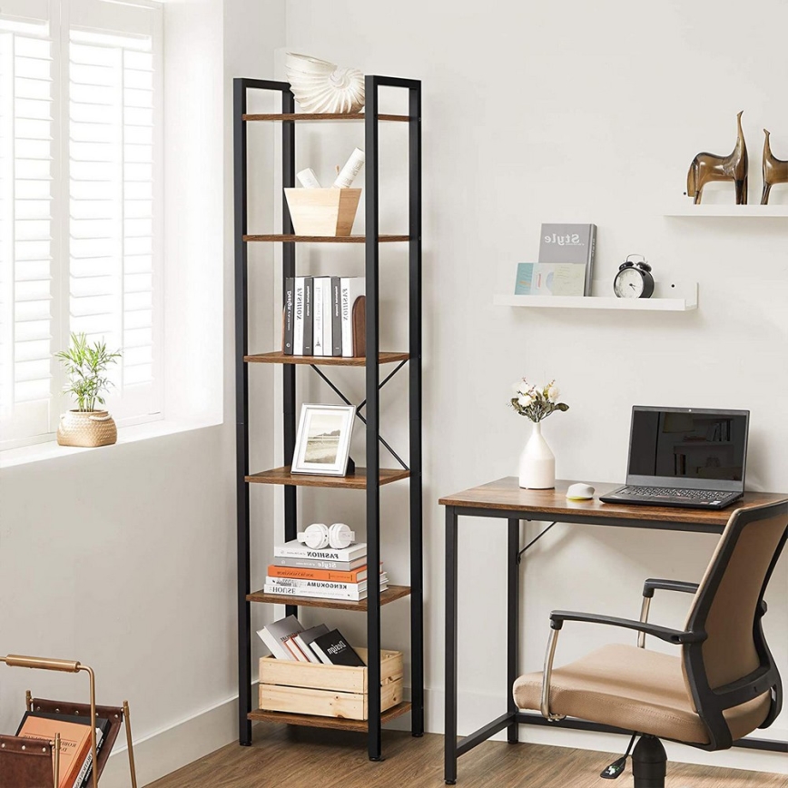 NAVARO Bookcase 40x179x30 cm Brown/Black