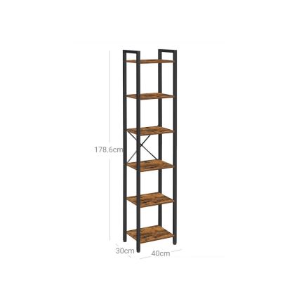 NAVARO Bookcase 40x179x30 cm Brown/Black