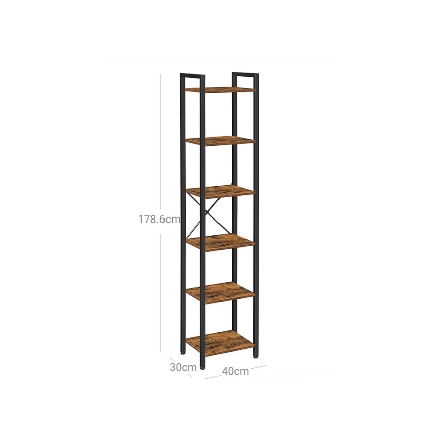 NAVARO Bookcase 40x179x30 cm Brown/Black