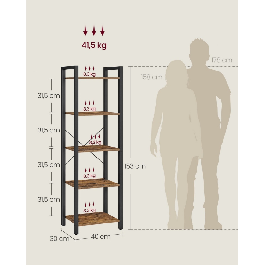 NAVARO Bookcase, Brown/Black