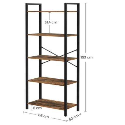 NAVARO Bookcase, Brown/Black