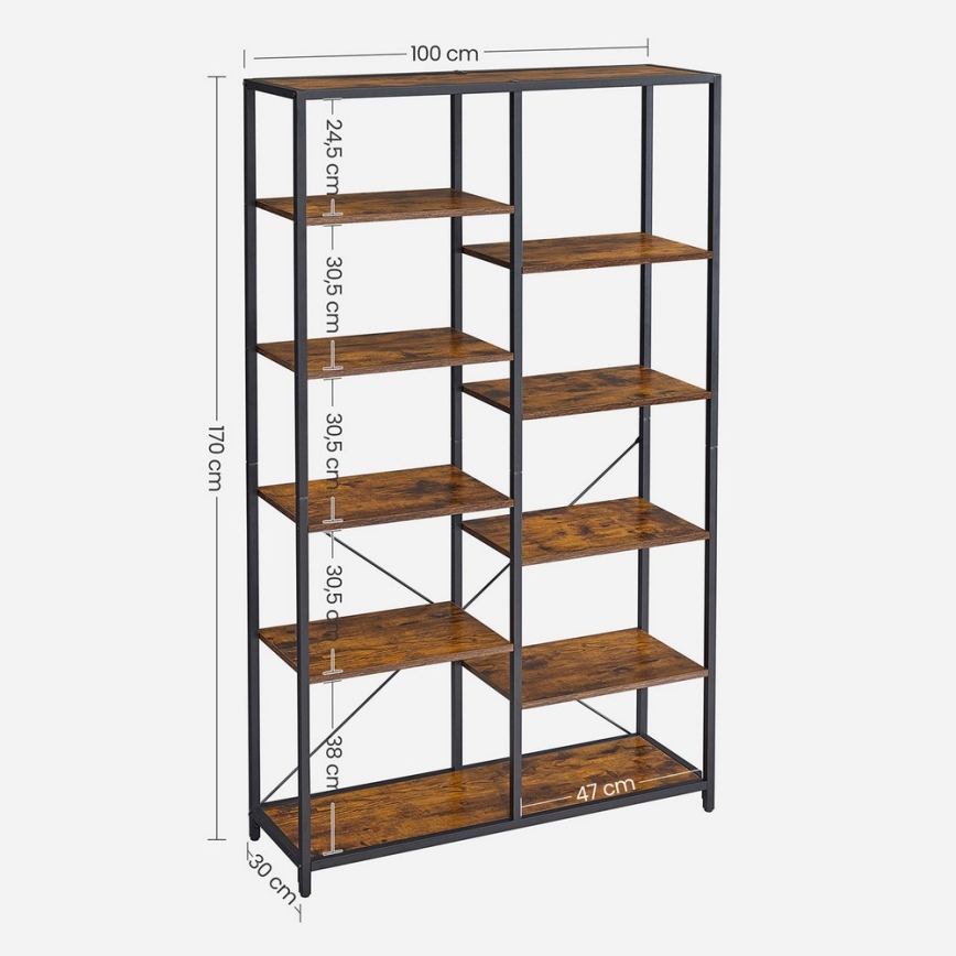 NAVARO Bookcase in Brown/Black