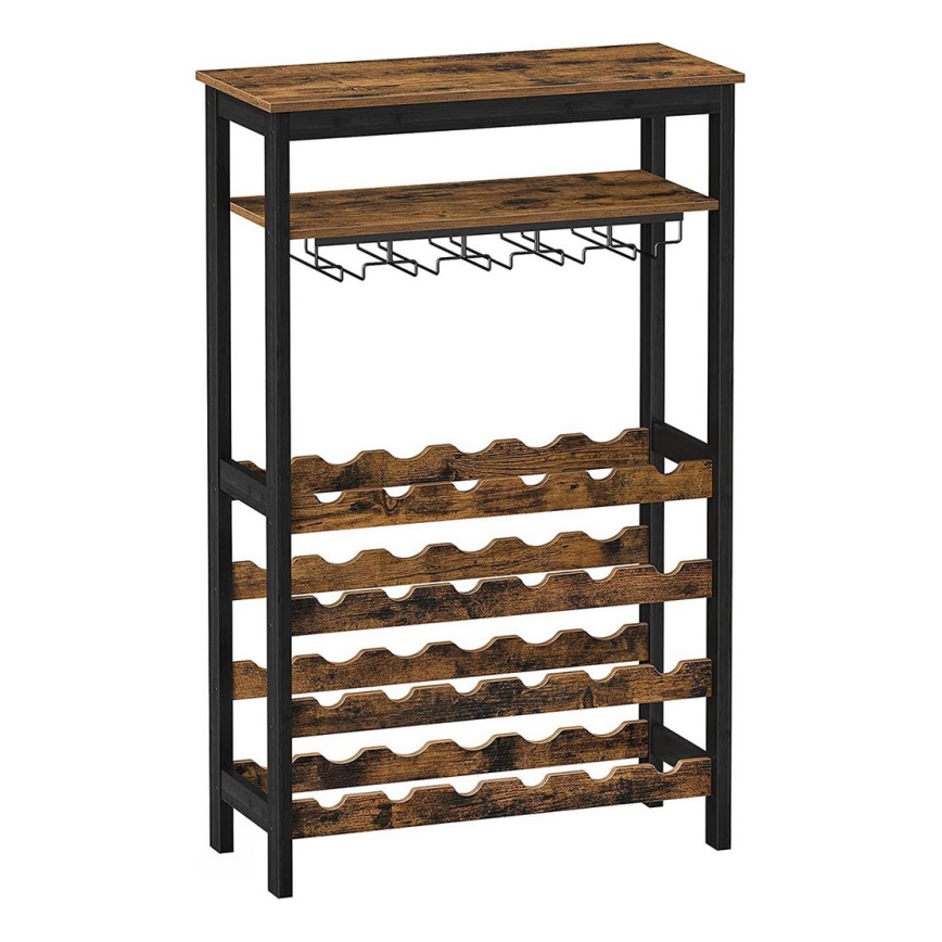 NAVARO Multipurpose Wine and Glass Rack Brown/Black
