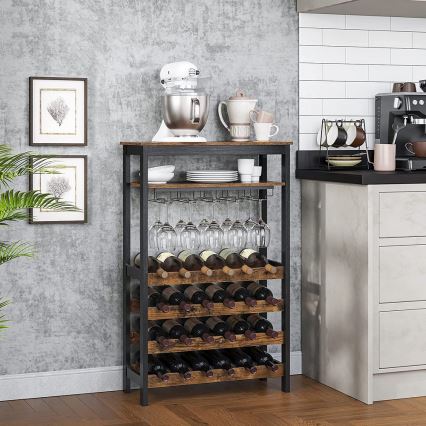NAVARO Multipurpose Wine and Glass Rack Brown/Black