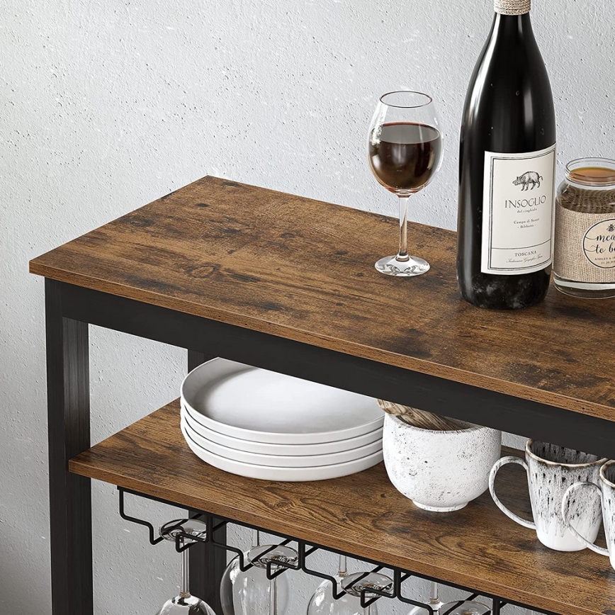 NAVARO Multipurpose Wine and Glass Rack Brown/Black