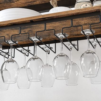 NAVARO Multipurpose Wine and Glass Rack Brown/Black