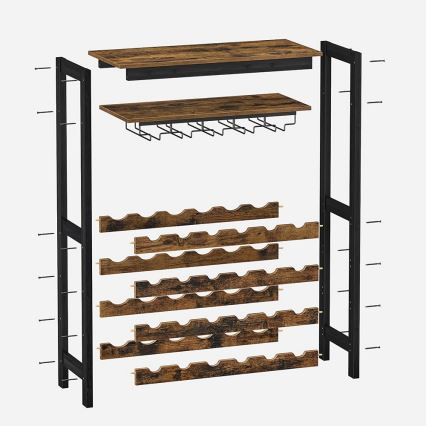 NAVARO Multipurpose Wine and Glass Rack Brown/Black