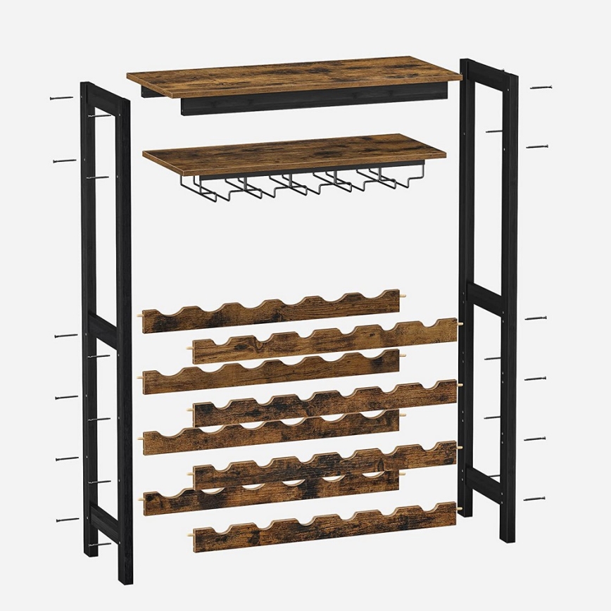NAVARO Multipurpose Wine and Glass Rack Brown/Black