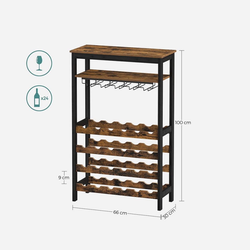 NAVARO Multipurpose Wine and Glass Rack Brown/Black