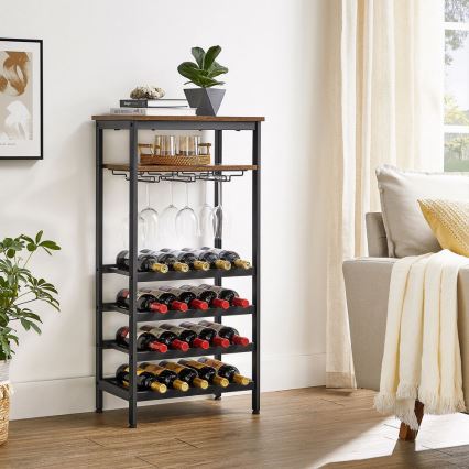 NAVARO Multipurpose Wine and Glass Rack — Brown/Black