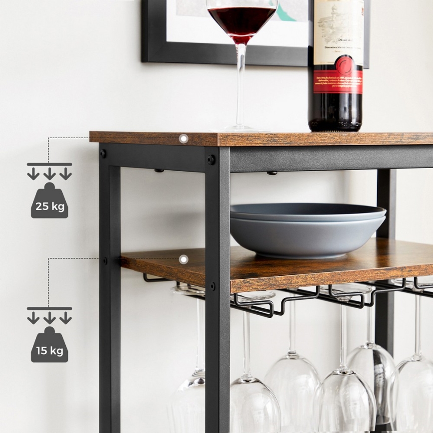 NAVARO Multipurpose Wine and Glass Rack — Brown/Black