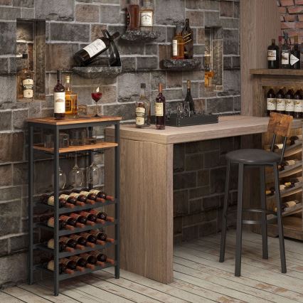 NAVARO Multipurpose Wine and Glass Rack — Brown/Black