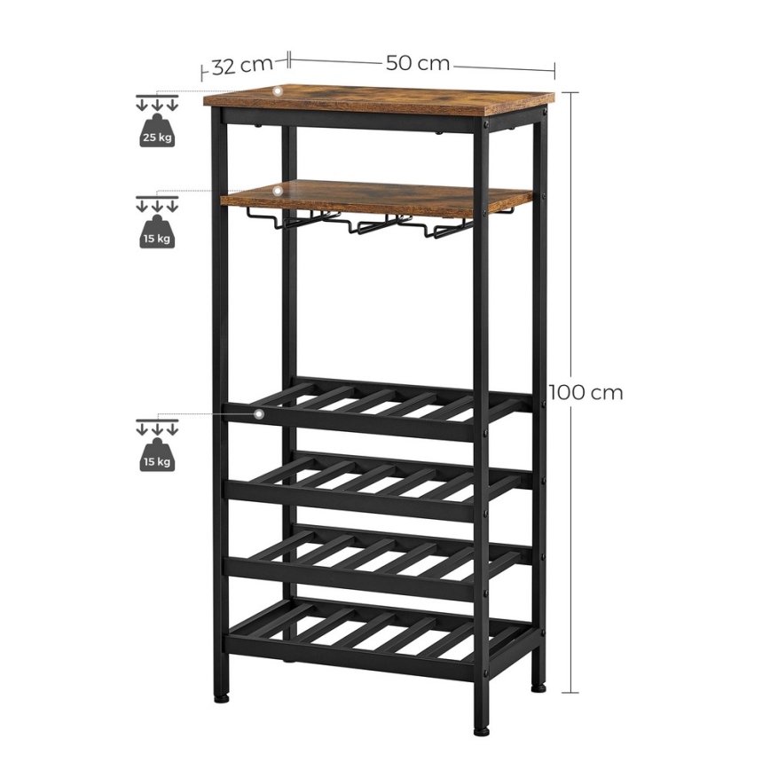 NAVARO Multipurpose Wine and Glass Rack — Brown/Black