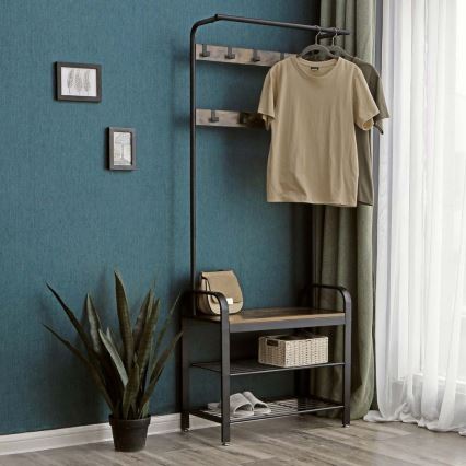 NAVOR Freestanding Coat Rack, Brown/Black