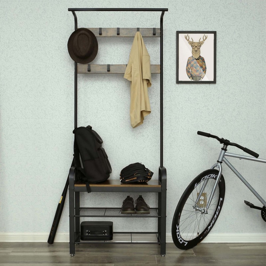 NAVOR Freestanding Coat Rack, Brown/Black