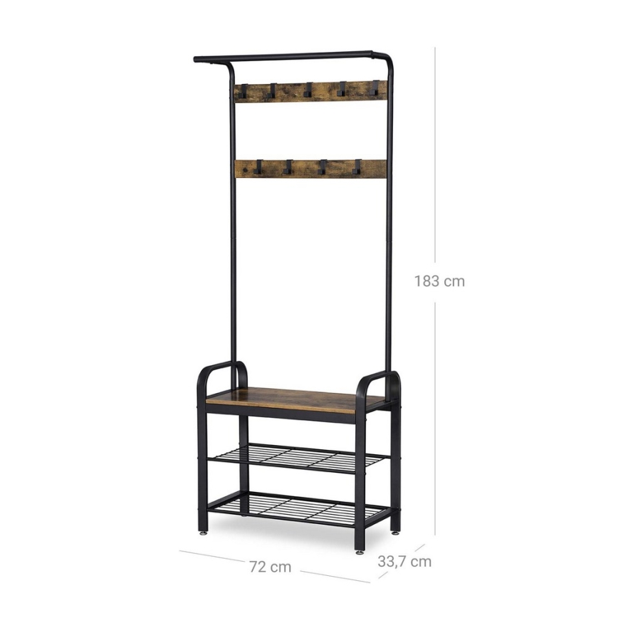 NAVOR Freestanding Coat Rack, Brown/Black