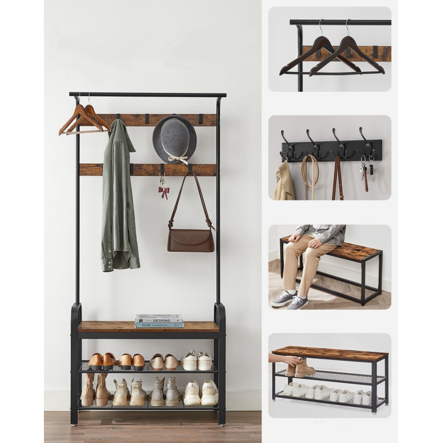 NAVOR Freestanding Coat Rack Brown/Black