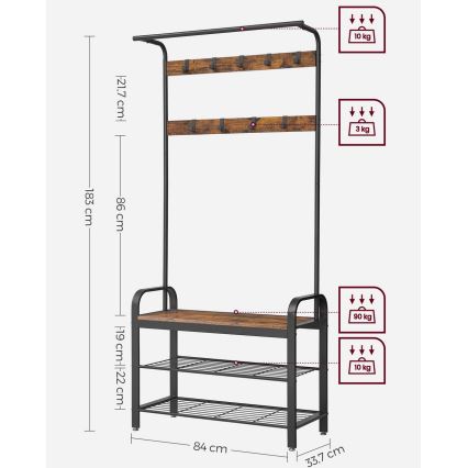 NAVOR Freestanding Coat Rack Brown/Black