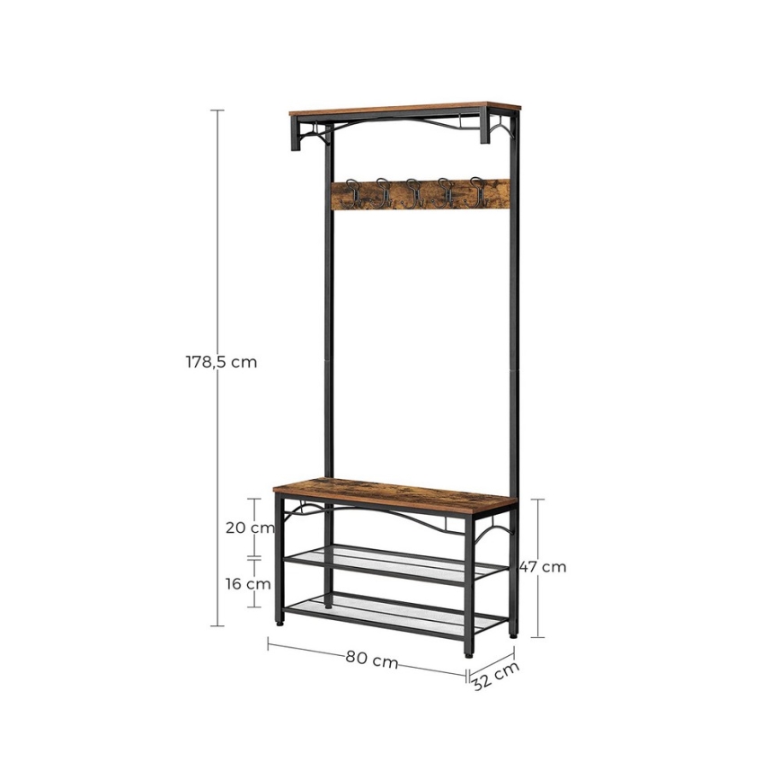 NAVOR Freestanding Coat Rack, Brown/Black