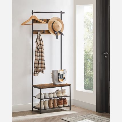 NAVOR Freestanding Coat Rack, Brown/Black