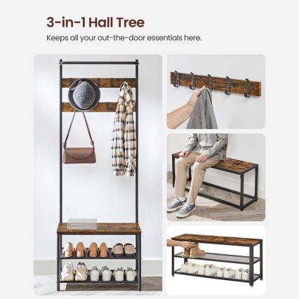 NAVOR Freestanding Coat Rack, Brown/Black