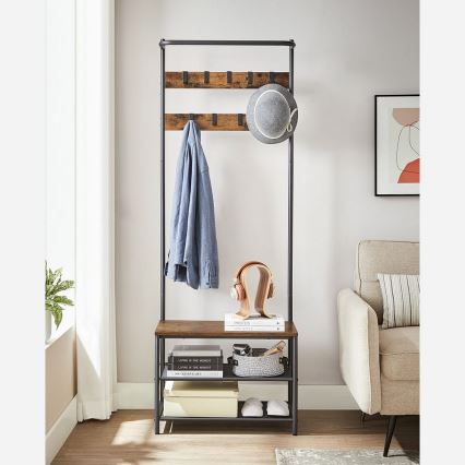NAVOR Freestanding Coat Rack, Brown/Black