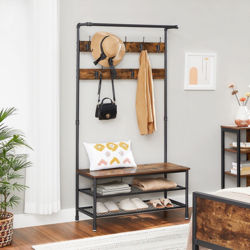NAVOR Freestanding Coat Rack, Brown/Black
