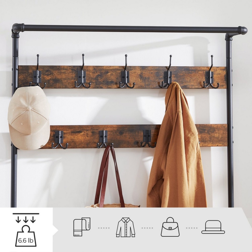 NAVOR Freestanding Coat Rack, Brown/Black