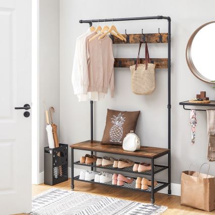 NAVOR Freestanding Coat Rack, Brown/Black