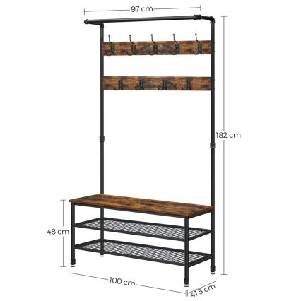 NAVOR Freestanding Coat Rack, Brown/Black