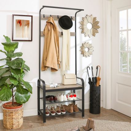 NAVOR Freestanding Coat Rack, Brown/Black