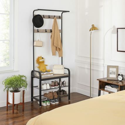 NAVOR Freestanding Coat Rack, Brown/Black