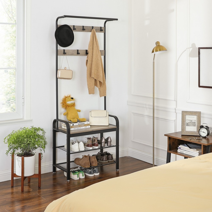 NAVOR Freestanding Coat Rack, Brown/Black