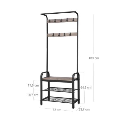 NAVOR Freestanding Coat Rack, Brown/Black