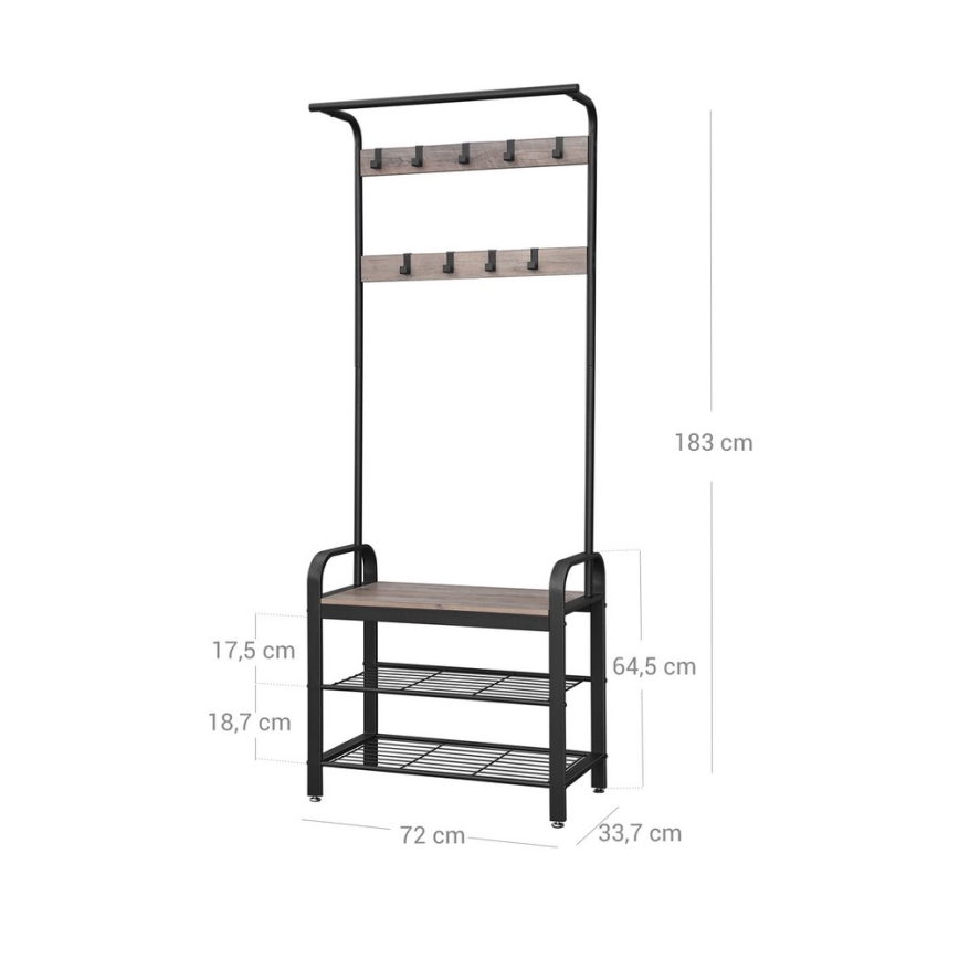 NAVOR Freestanding Coat Rack, Brown/Black