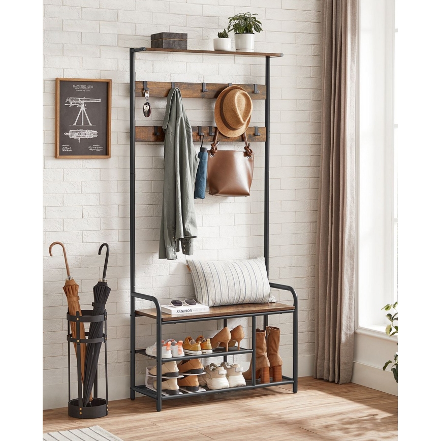 NAVOR Freestanding Coat Rack, Brown/Black