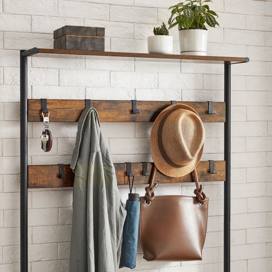 NAVOR Freestanding Coat Rack, Brown/Black
