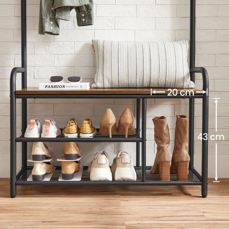 NAVOR Freestanding Coat Rack, Brown/Black