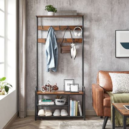 NAVOR Freestanding Coat Rack, Brown/Black