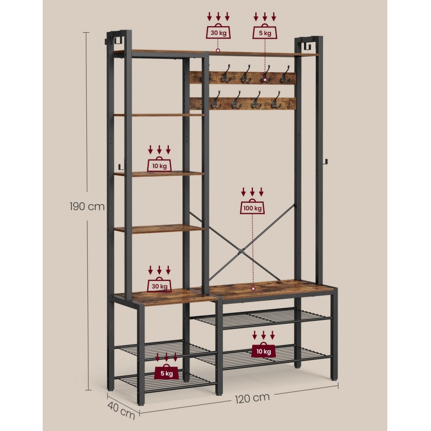 NAVOR Freestanding Coat Rack Brown/Black