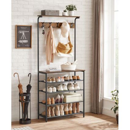 NAVOR Freestanding Coat Rack, Brown/Black