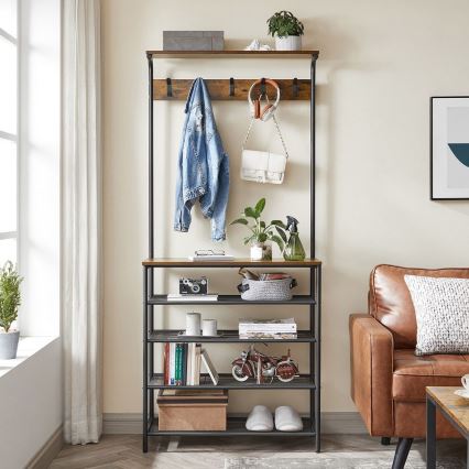 NAVOR Freestanding Coat Rack, Brown/Black